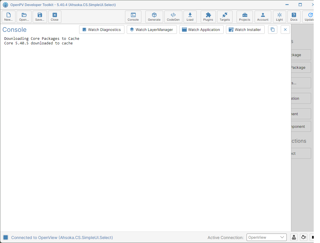 Core 5.40.5 downloaded to the cache