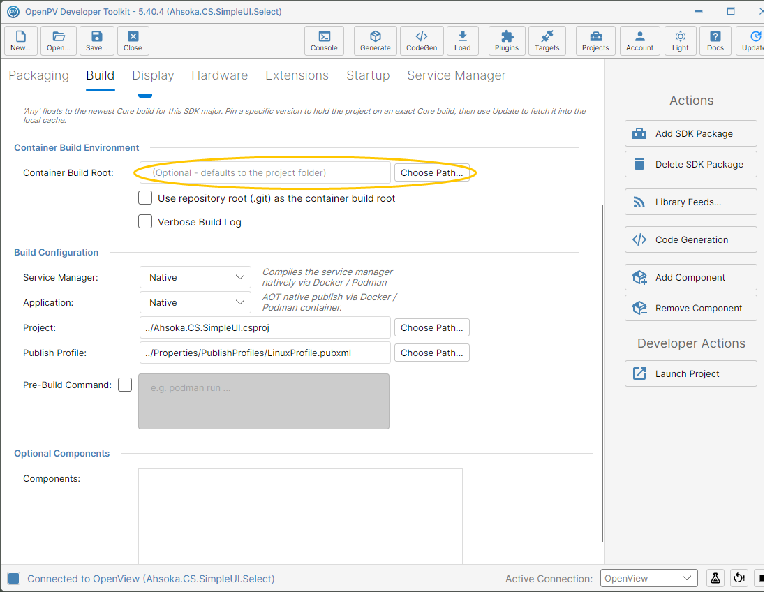 Container Build Root enabled