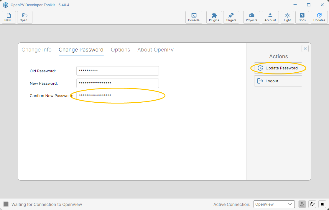 Confirm New Password entered