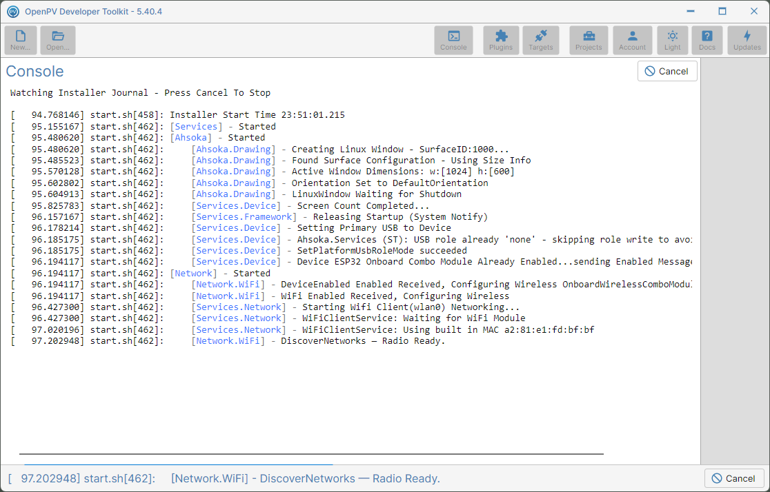 Watch Installer streaming the Installer's log