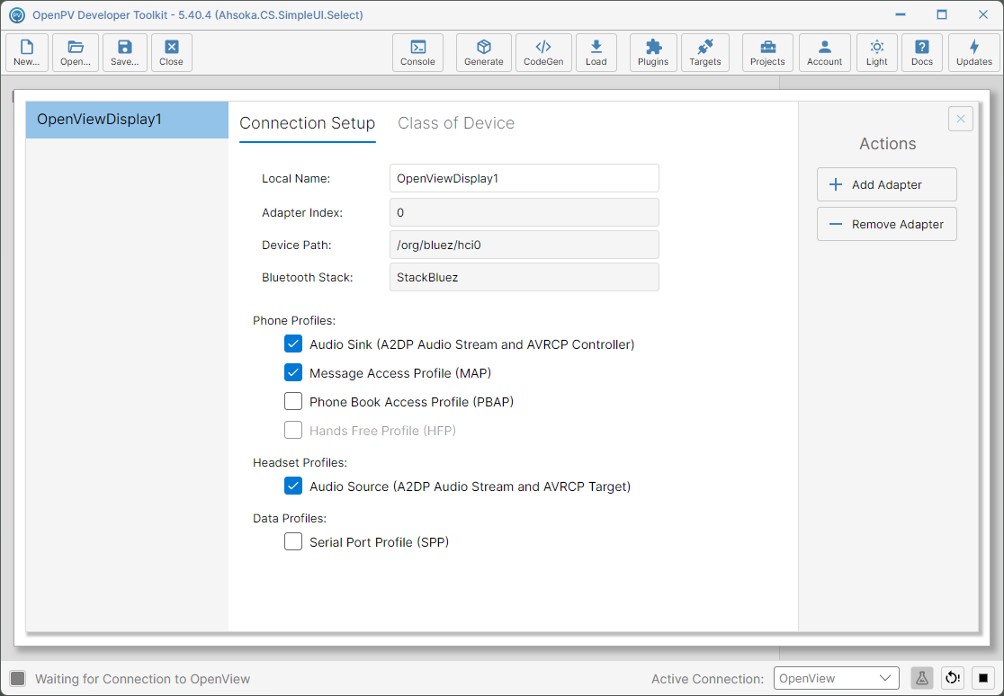 Configuring Bluetooth Extension