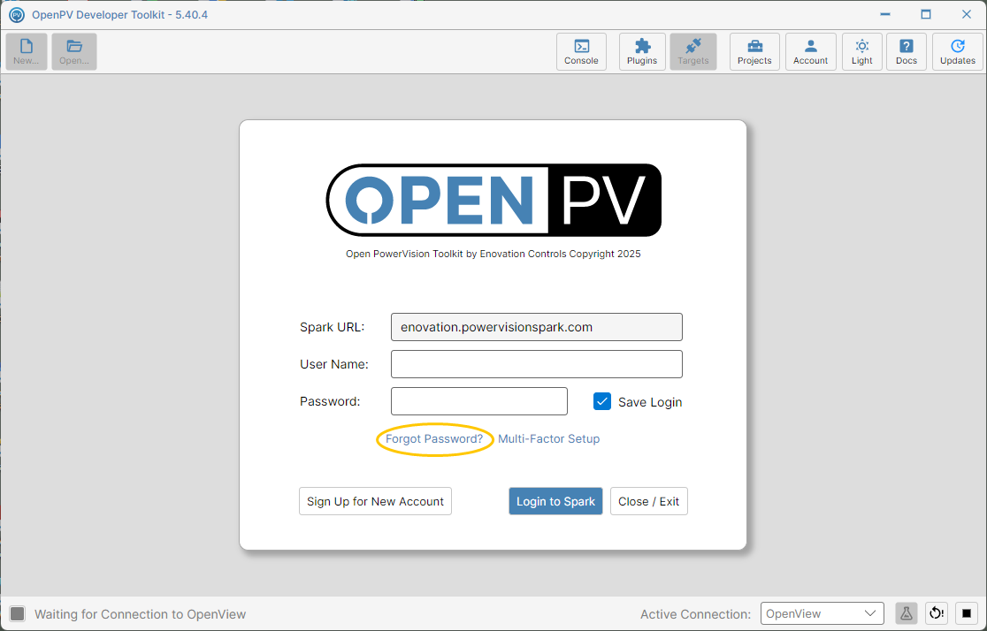 The Forgot Password? link on the sign-in screen