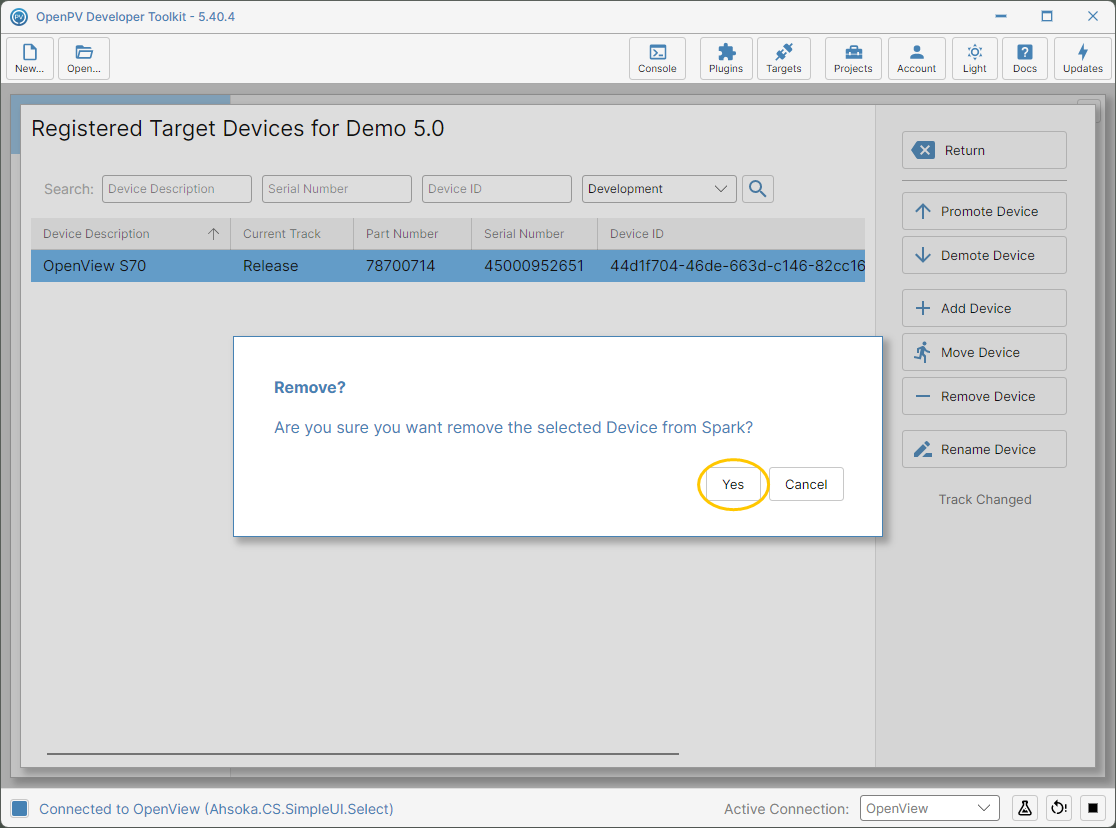 The Remove? confirmation dialog