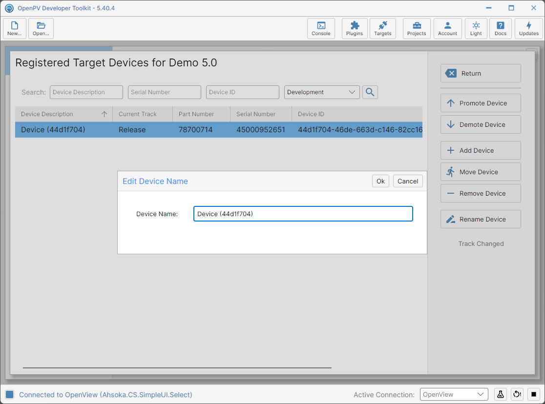The Edit Device Name dialog