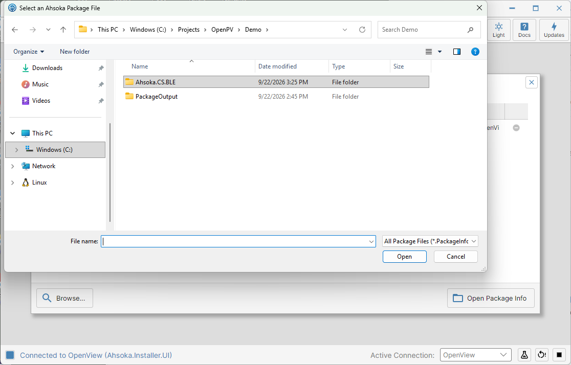The file browser