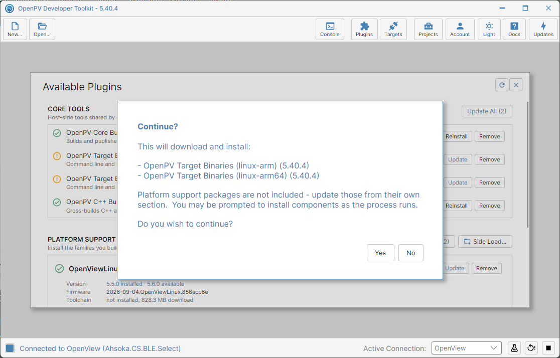 The confirmation dialog listing what Update All will do