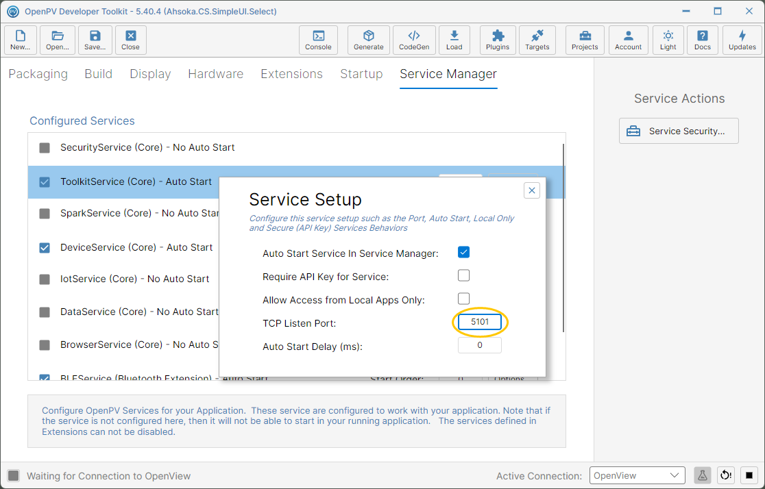 TCP Listen Port changed to 5101