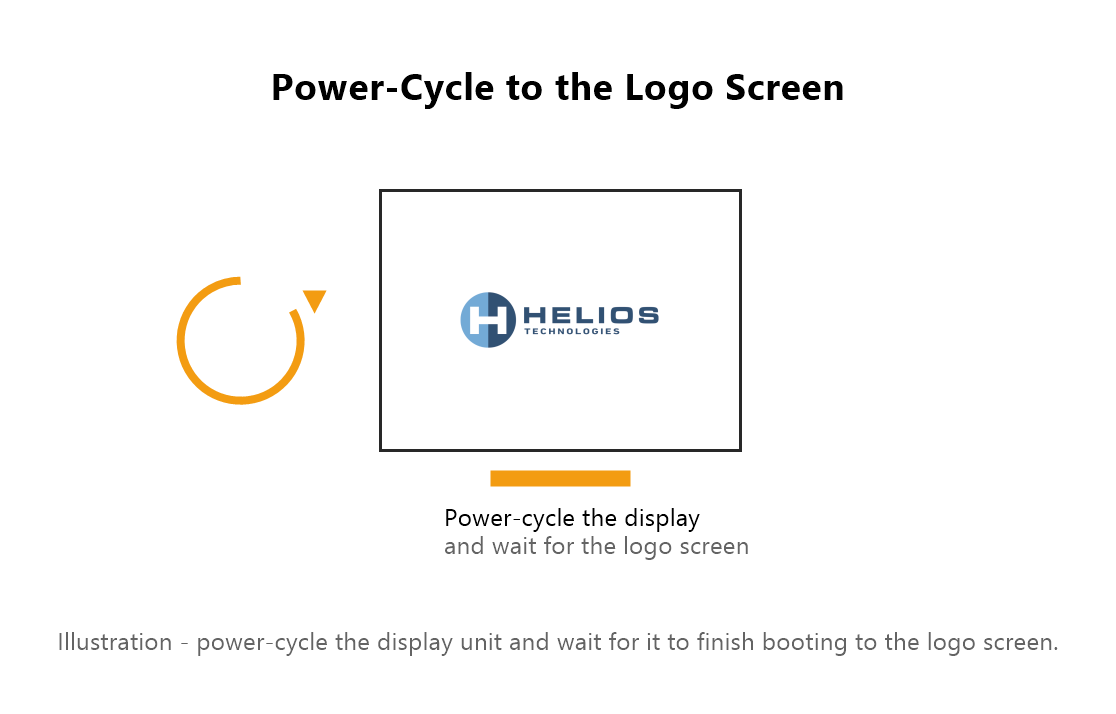 The display waiting at the Helios/Enovation logo screen