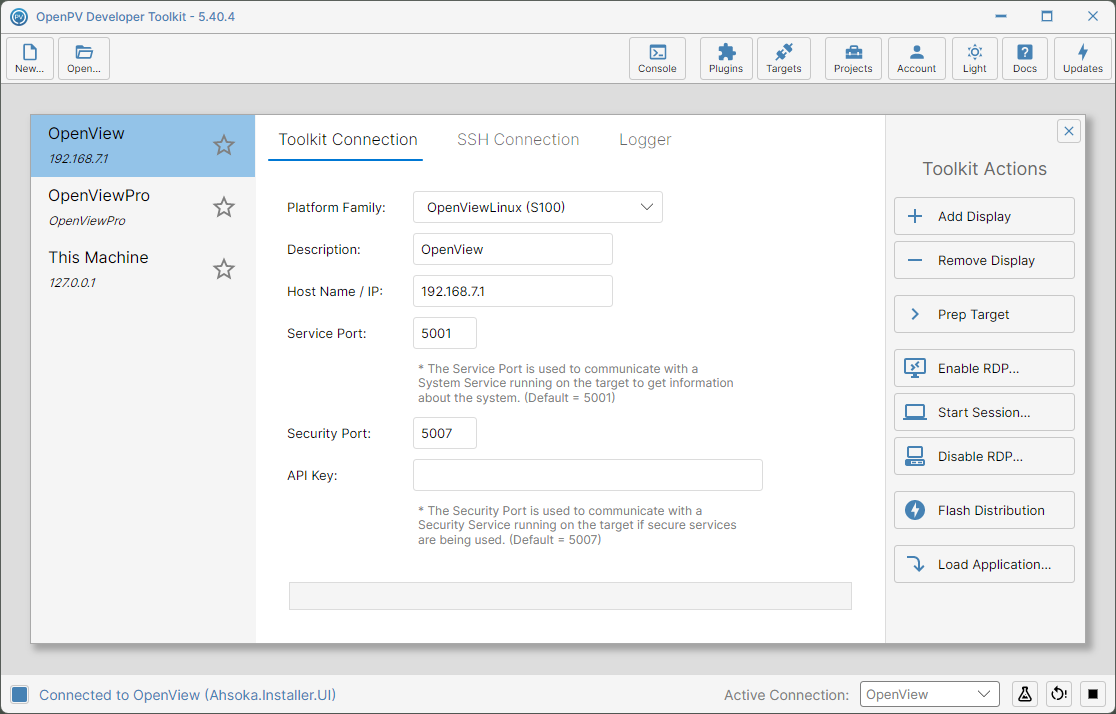 Back to the original connection list after removing OpenView Demo