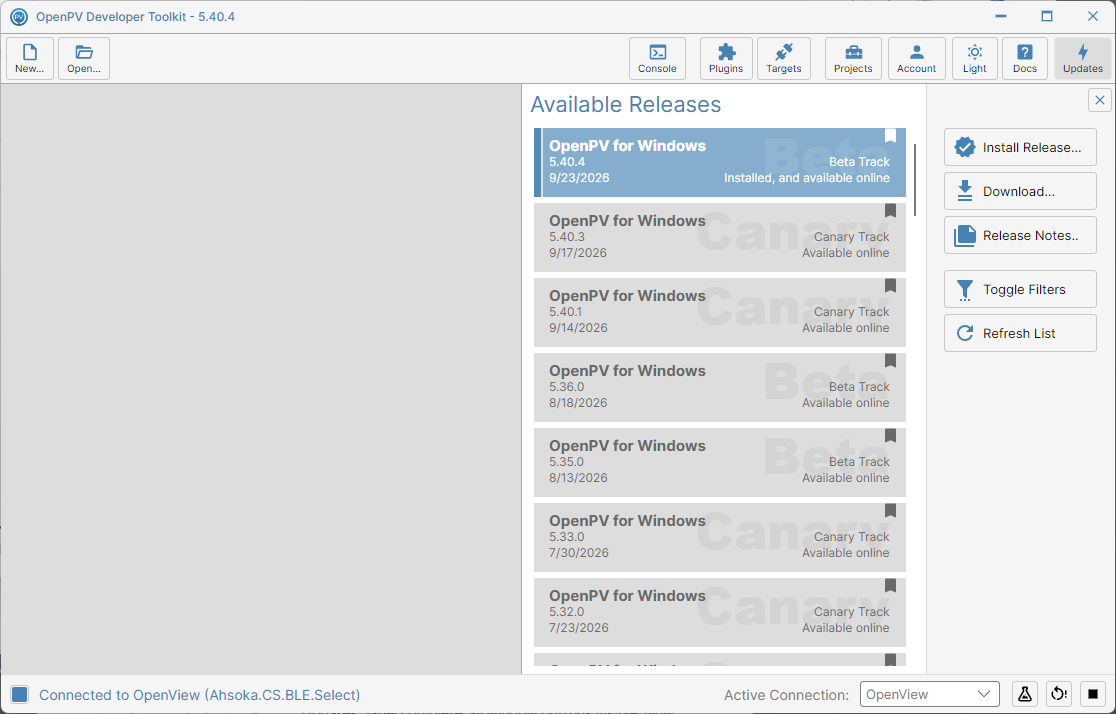 The Updates panel confirming the new version is installed
