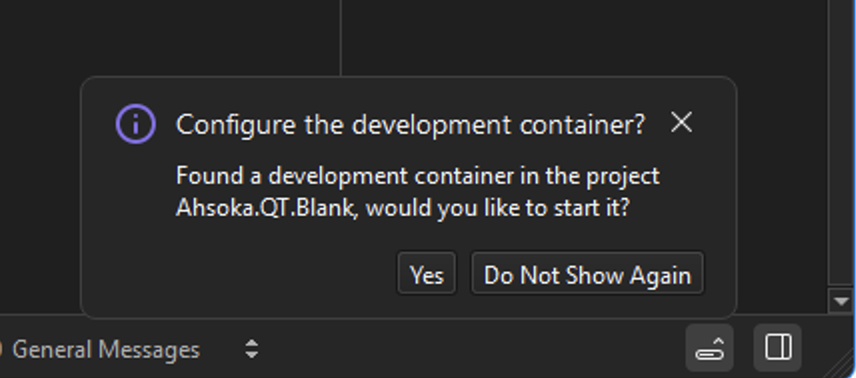 Open the project in the development container